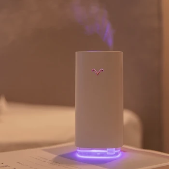 

White Projection Humidifier USB 7 Colors Changing LED Lamp Mini Air Ultrasonic Humidifier Water Mist Car Aroma Diffuser for Home