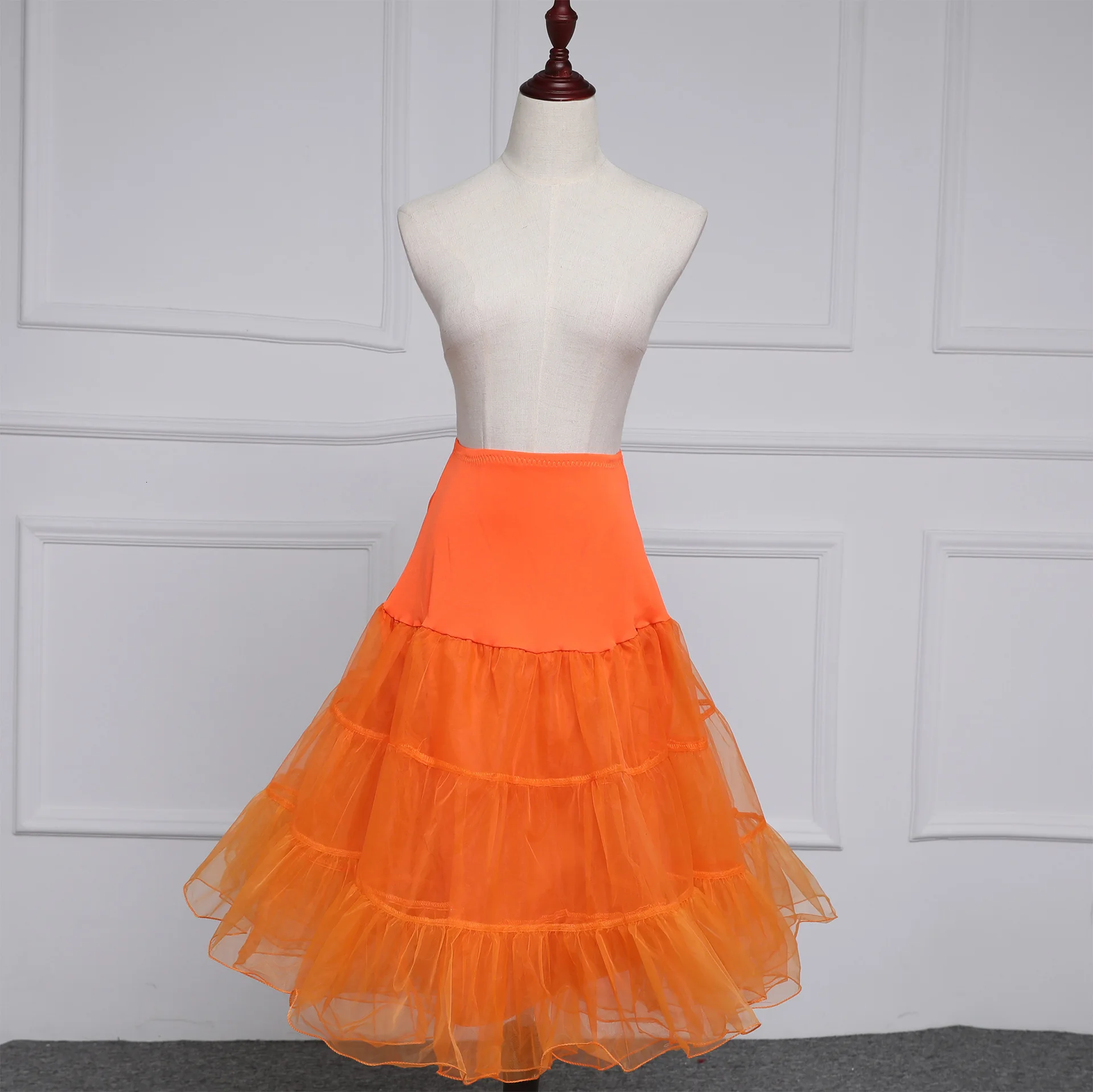 orange RICORIT, Женская юбка-американка, Женская цветная Нижняя юбка, юбка в стиле рок-н-ролл, Нижняя юбка - Цвет: orange