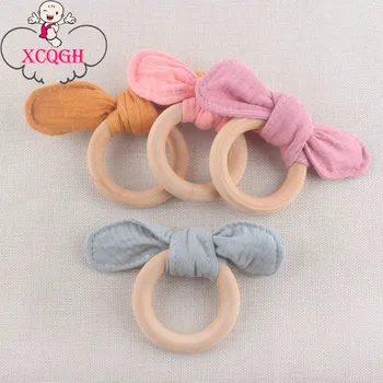

XCQGH Wooden Teether Ring Rattle Toy Eco-friendly Baby Nursing DIY Rattle Bed Toys Teether Music Baby Product
