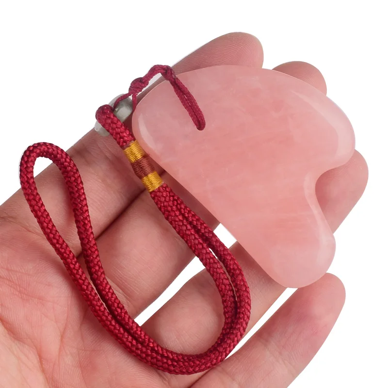 Скребок для тела с гуашью просверленная натуральным розовым кварцем нефритом