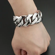 Высокое качество Полированное Серебро 316L нержавеющая сталь мужские Браслеты 26 мм широкая цепь браслеты ювелирные аксессуары мужской браслет