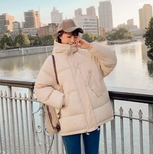 Beige Новинка, куртка с хлопковой подкладкой, пальто, мода, плюс размер, 2XL, пуховики, Женское зимнее пальто, короткая утепленная теплая куртка, пуховик - Цвет: Beige
