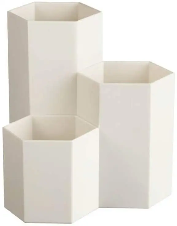 Творческий шестиугольник пенал для ручек 3 сетки многоцелевой Пластик карандаш мелких предметов, косметики, органайзер для офиса студентов поставки стола, аксессуары для рабочего стола - Цвет: White