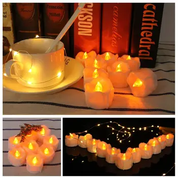 

12pcs 12pcs Electronic Remote Control Candles Flameless LED Electric Flickering Tea Light Candles with Remote Control Christmas