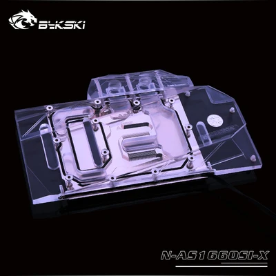 Bykski полный охват RGB/A-RGB GPU водяного охлаждения блок для VGA ASUS GTX 1660-O6G-SI видеокарта N-AS1660SI-X - Цвет лезвия: No light
