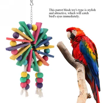 

New Style Pet Parrot Toys Wooden Hanging Cage Toys for Parrots Bird Funny Hanging Standing Toy Pet Bird Training Supplies chew