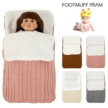 

Baby Winter Sleepsack Stroller Wrap Blanket Footmuff Thick Warm Knit Crochet Swaddle Sleeping Bags Toddler Baby Sleep Sack