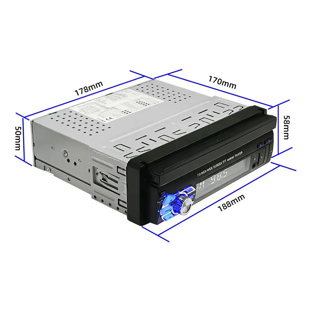 7 Inch Touch Screen Android Single Din Car Radio Stereo FM Bluetooth WiFi GPS Navigation Mp4 Player Mirror Link