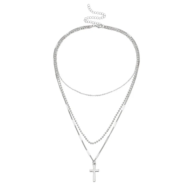 Fashion Jesus Cross gold multi layer 