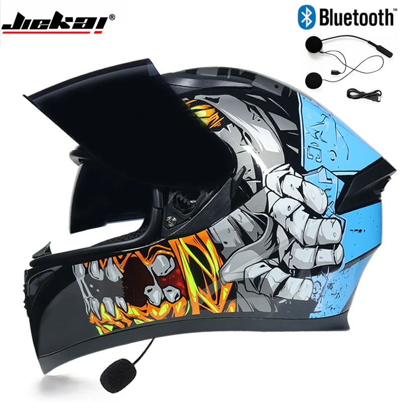 JIEKAI Bluetooth мужской Полнолицевой шлем для мотокросса Сильное Сопротивление воздействию внедорожных шлемов мотоциклетный шлем - Цвет: a11