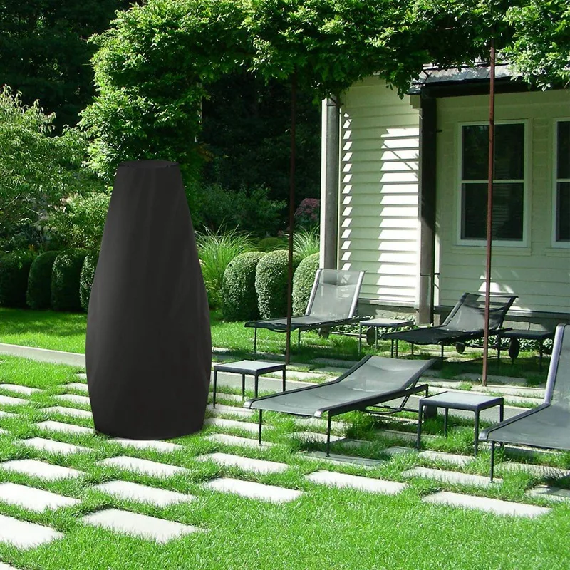 Большая крышка Chimenea Водонепроницаемая дышащая оксфордская ткань открытый сад патио нагреватель крышка(122x21x61 Cm)-черный