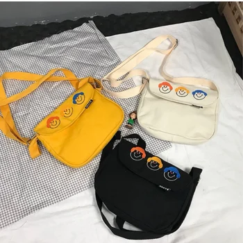 

Cotton Canvas Cross-body Bag 2020 Modern Style Fashion Portable Simple Casual Exquisite Girls Shopping Cute Cartoon High Quality