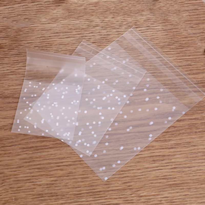 100 Uds de Celofán transparente Polka Dot caramelo bolsa para regalar galletas DIY adhesivo bolsa boda fiesta de cumpleaños