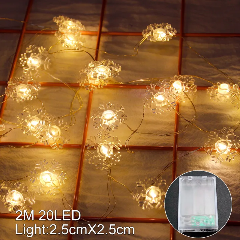 snowflake 20LED Наружное освещение рождественнской елки украшения Рождественские украшения для дома Снеговик Лось Снежинка Рождественский кулон - Цвет: snowflake