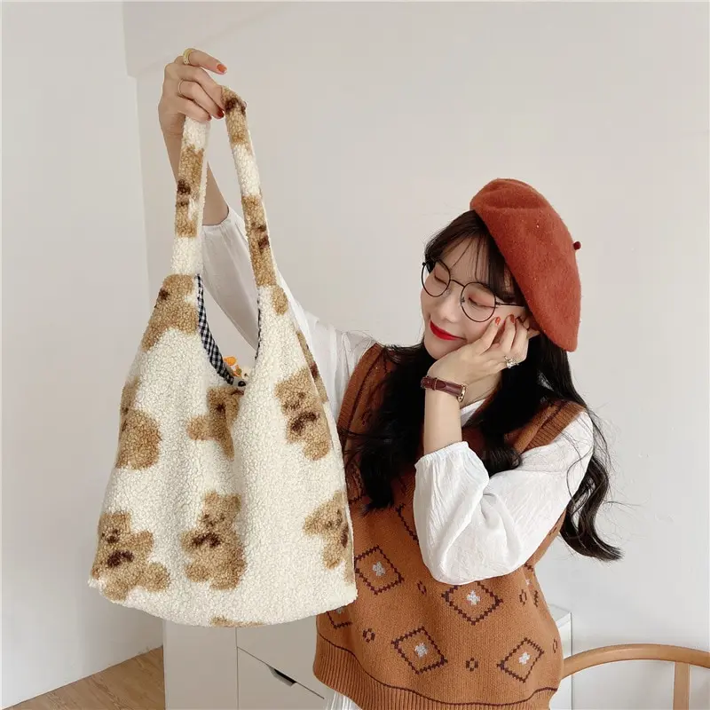 fluffy bear tote bag