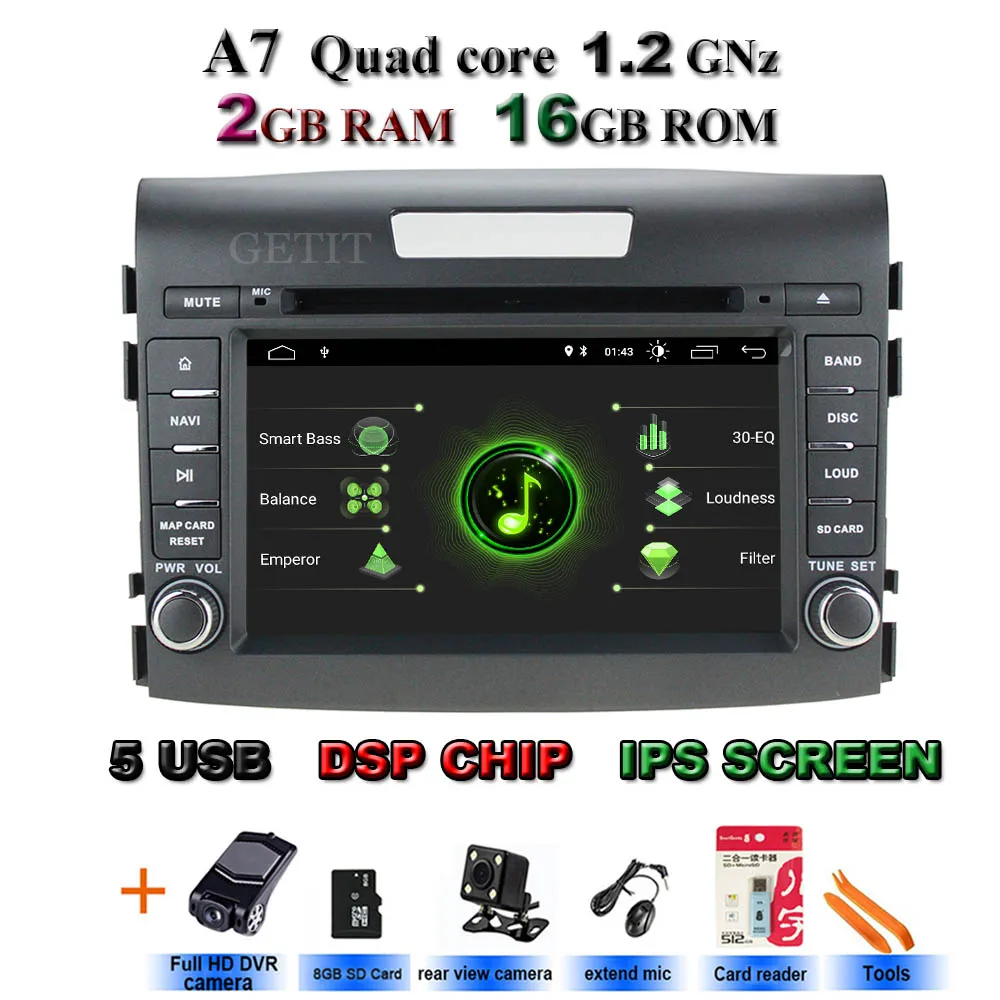 " DSP Android 10 ips Автомобильный мультимедийный плеер 2 din для Honda CRV 2012 2013 WiFi радио с Bluetooth и GPS стерео - Цвет: DSP-IPS camaras