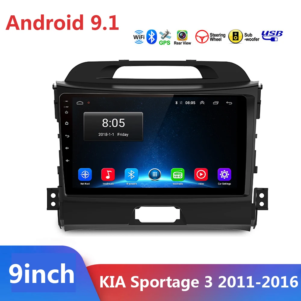 2G+ 32G Android 9,1 для Kia Sportage 2011- Автомобильный мультимедийный видео плеер 2 Din Авто Радио Стерео навигация gps Navi wifi