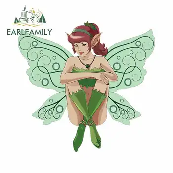 

EARLFAMILY 13cm x 12.4cm for Cartoon Creature Fairy Female Car Decal Vinyl Material Waterproof Scratch-proof Car Stickers