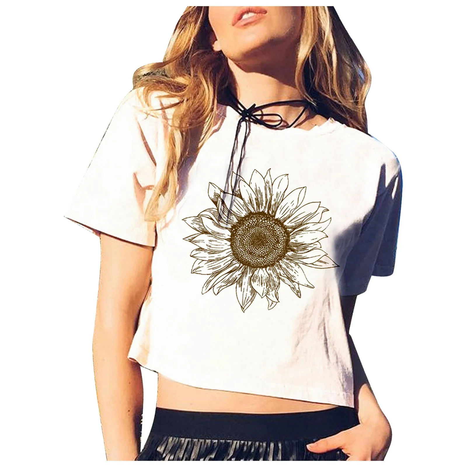 Sunflower Printing T Shirt Women Short Sleeve Summer T Shirt Vintage Flowers Graphic Tees Blusas Mujer De Moda 2021 Verano#g3 1