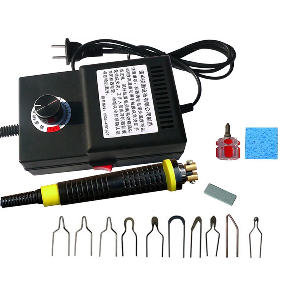 

Crafts Carving Wood Pyrography Machine Set With Screwdriver 220V Adjustable Temperature Burning Tool US Plug Durable Pen