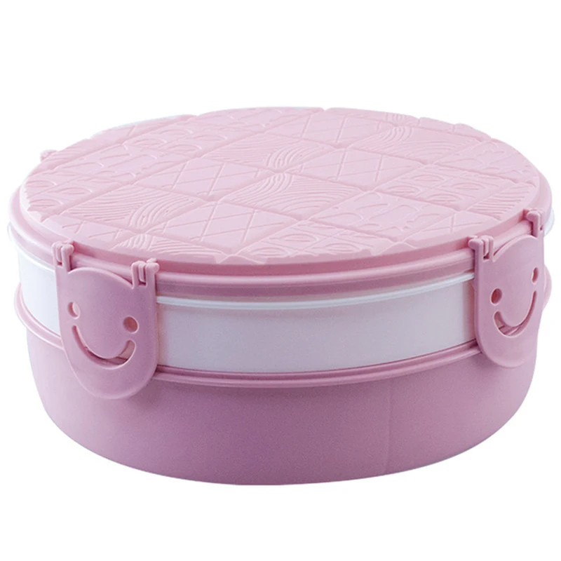 Household Living Room Double-Layer Snack Plate Fruit Dish Dessert Dish Fruit Snack Plate Simple Round Food Storage Container Box - Цвет: pink