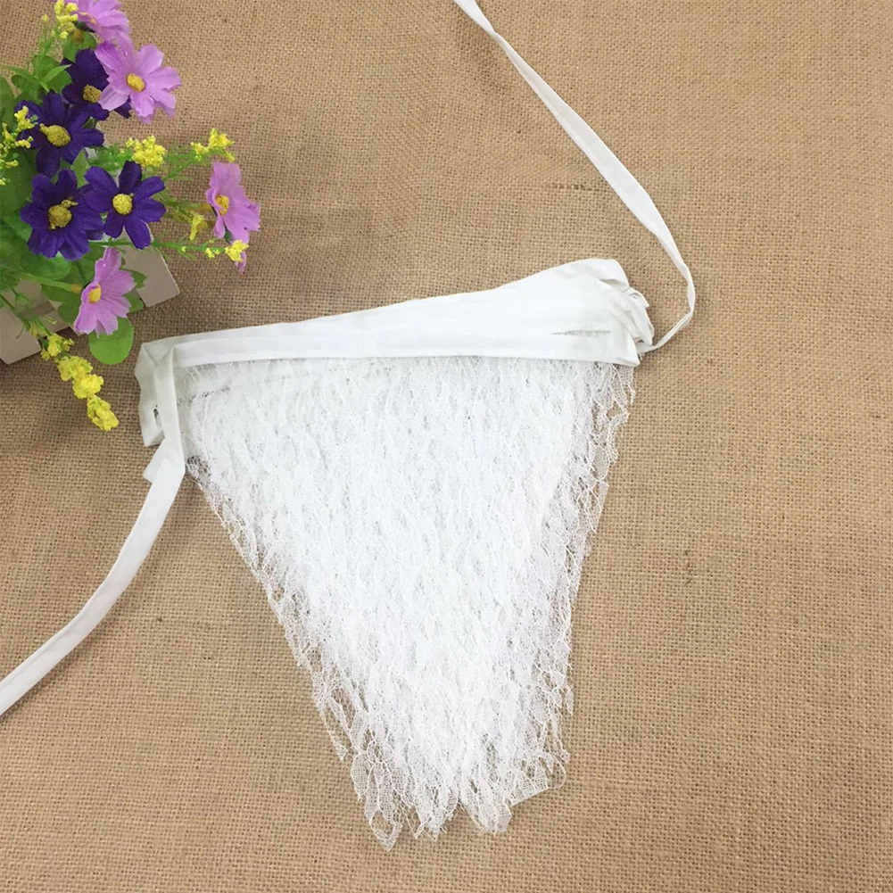 1 Набор 12 Flags белый кружевной бандаж винтажный Флаг Баннер Вымпел гирлянда ткань