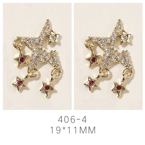 406-4 5 шт/лот кулон цепь дизайн ногтей 3d-сплав цирконовая жемчужина металлические аксессуары для ногтей ювелирные изделия DIY украшения ногтей талисманы - Цвет: 406-4