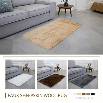 

Wool Carpet Multicolored Mat Carpet Floor Fluffy Rugs Rectangle 90X60cm Dining Room Bedroom Sofa Home Chair