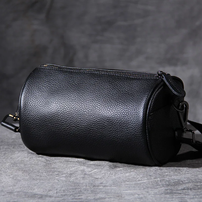 PNDME fashion casual genuine leather men's small chest bag cowhide outdoor daily weekend light shoulder crossbody bucket bags