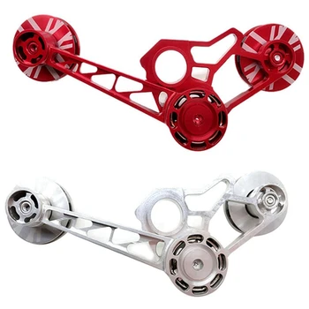 

2 Pcs Ultralight Bicycle Rear Derailleur Tensioner 2/6 Speeds Aluminium Alloy Chain Tensioner for Brompton, Silver & Red