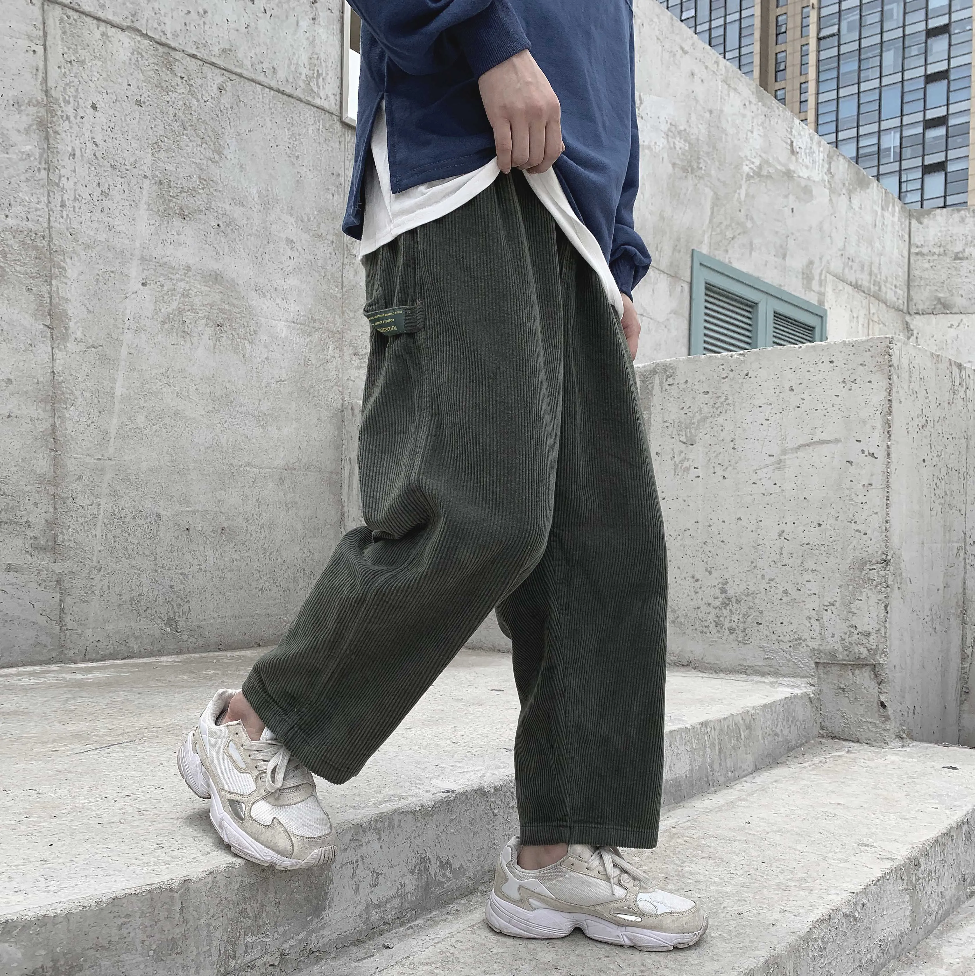 2019 мужские модные вельветовые штаны шаровары однотонные плотные повседневные