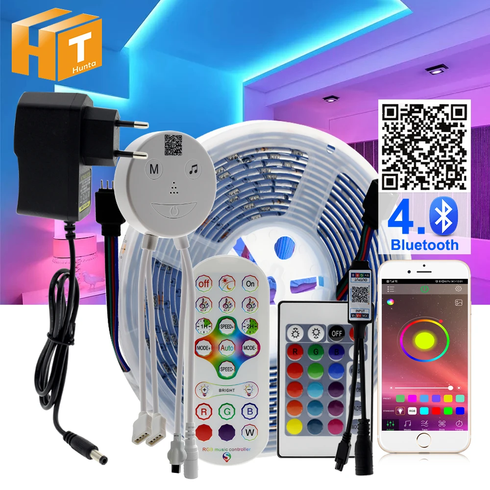 Светодиодная лента RGB 2835 30 светодиодов/м контроллер Bluetooth 5050 набор RGB-лент 5 м 10 20