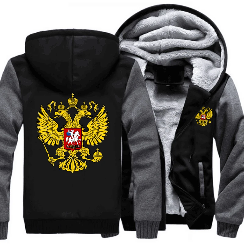 Prix Taille américaine pour Logo russe manteau veste à capuche zippé hiver polaire unisexe épaissir veste