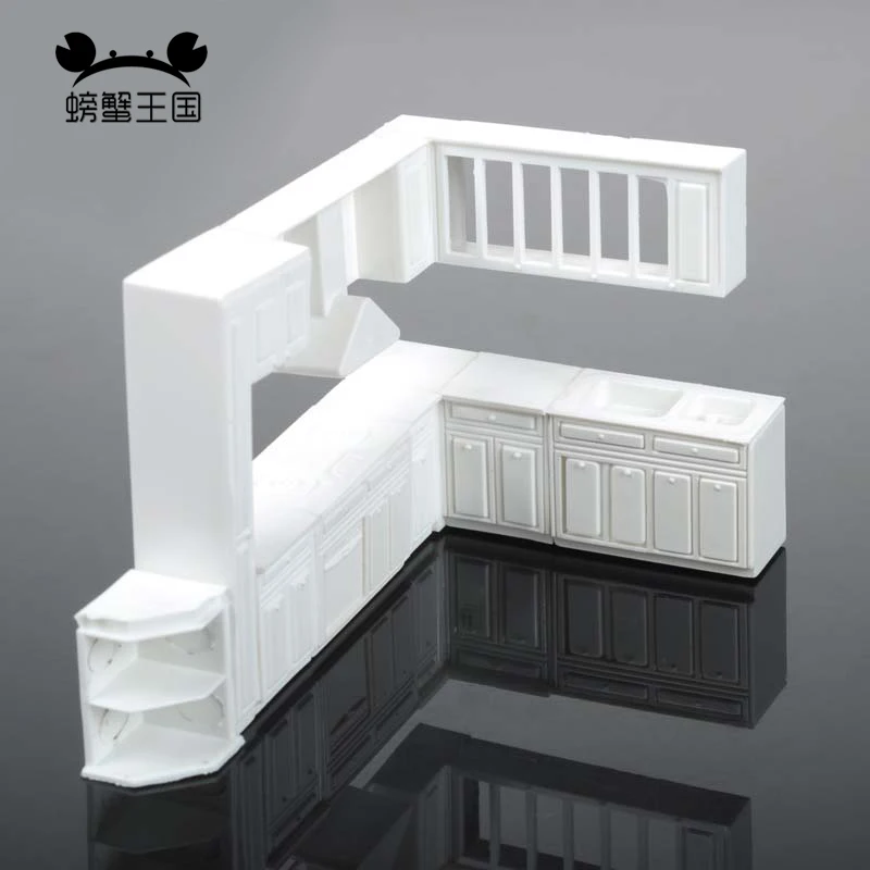 1:25 Miniature for Dollhouse Accessories Kitchen Cupboard Cabinet Plastic Model Toy Furniture Doll House Interior Decoration 2