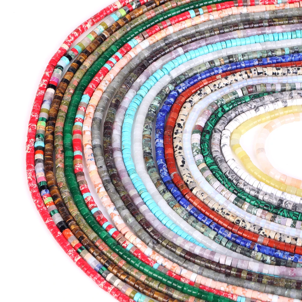 

4x2mm Natural Stone Beads Indian Agates Black Onyx Rose Quartz Rondelle Spacer Beads For Jewelry Making Diy Necklace Bracelet