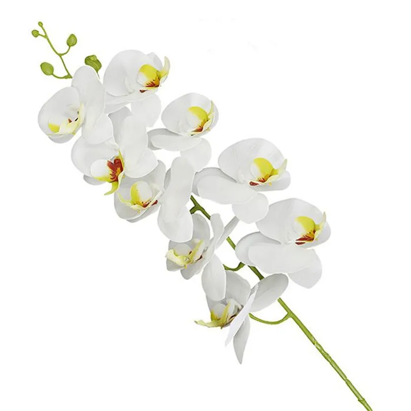Один Искусственный Мотылек Орхидеи цветы Настоящее прикосновение латекс высокое качество Бабочка орхидеи стволовых растений центральный Силиконовые Цветы - Цвет: green heart white