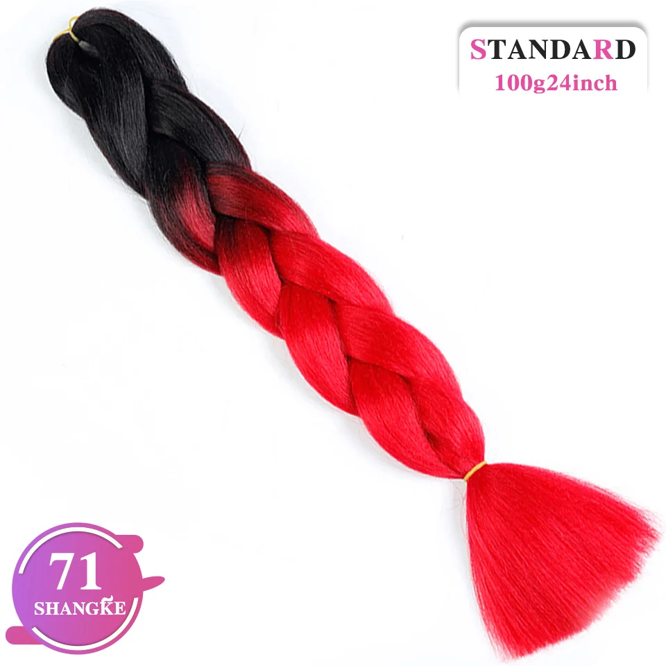Buqi длинные Омбре женские аксессуары для волос синтетические плетеные волосы крючком блонд розовый синий серый Джамбо косы - Цвет: M#Красный
