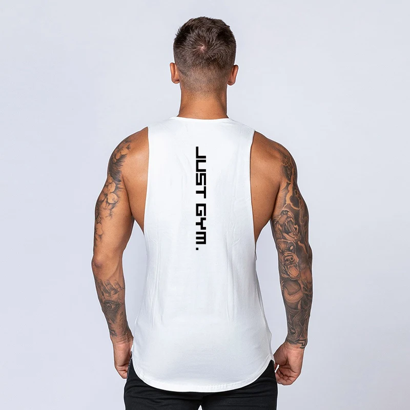 

Just Gym Brand Cotton Clothing Fitness Tank Top Men Muscle guys Sleeveless Vest Man Solid Canotte Bodybuilding Stringer Tanktop