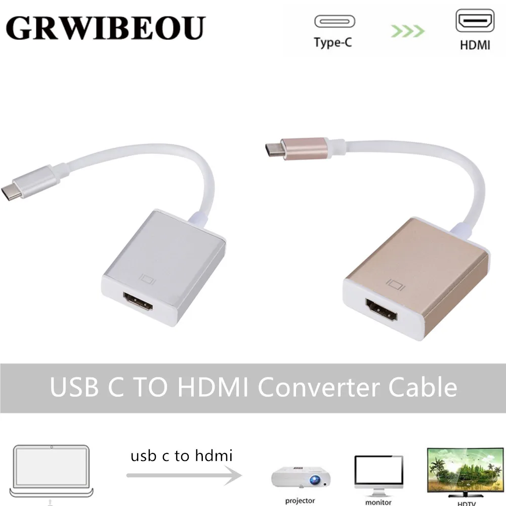 Grwibeou USB C к HDMI Кабель-адаптер Usb 3,1 Thunderbolt 3 к HDMI Iphone Usb-c к HDMI кабель-конвертер для устройств типа C