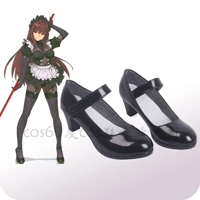 Обувь с рисунком в стиле аниме Fate Grand Order FGO Scathach черные туфли горничной косплей униформы обувь по индивидуальному заказу