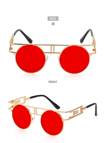 Round Sunglasses 2021 Trendy Retro Metal Frame Sun Glasses Luxury Brand Designer Eyewear UV400 Lunettes Gafas De Sol