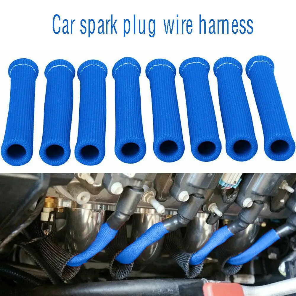 8X Plug Wire Protection Cover Resistant To 1200 Degrees Celsius High Temperature Heat Shield Black