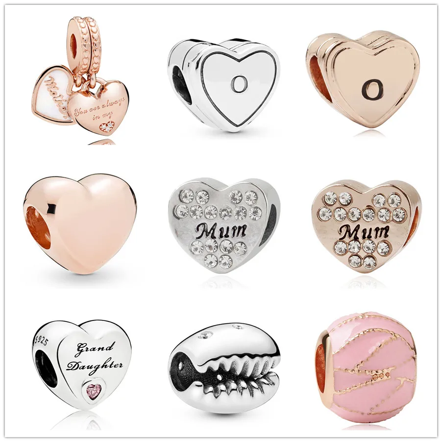 Роза мать и дочь мама сердце Эмаль Кристалл Шарм Подвески-шармы Pandora Браслеты