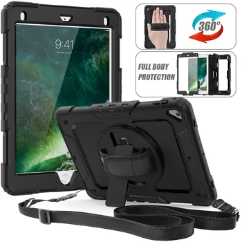 

HX CASE universal though rugged case for ipad air 2 6th 5th gen pro 9.7 inch handstraps cases with shoulder strap