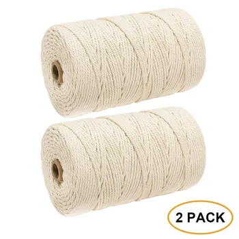 

2PCS Cotton Cord 3mm x 200m Macrame Wall Hanging Wall Hangings Plant Hangers Wall Art DIY Handmade Home Decorative