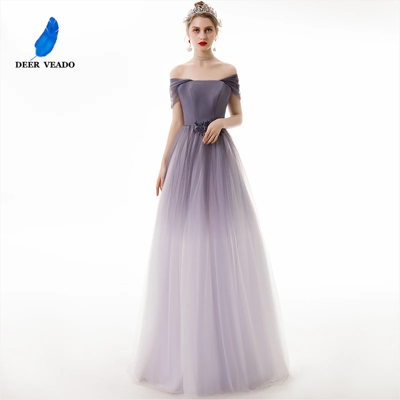 DEERVEADO Robe De Soiree линия открытая спина бисерное вечернее платье длинное официальное вечернее платье Тюль элегантное вечернее платье YS456