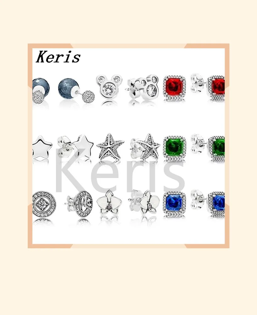

High Quality Reprint 1:1 100% 925 Sterling Silver Multi-Style Set With Gemstone Multi-Color Starfish Stud Set Free Gift Package