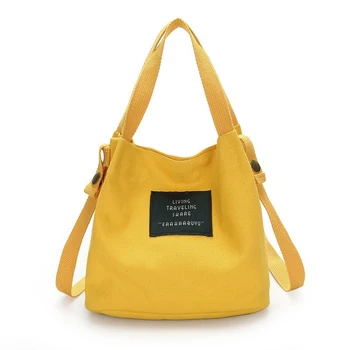 

Fashion Small Women's Canvas Handbag Shoulder Crossbody Bags For Women Bag Female Tote Purse Cute Travel Bucket Tote Bag Yellow