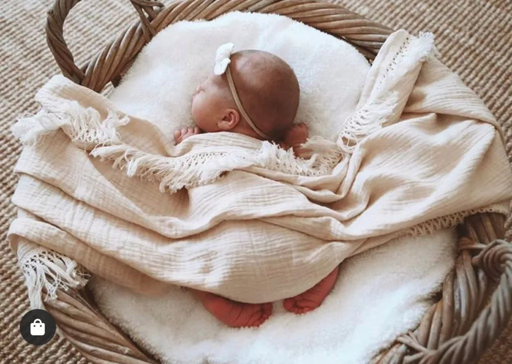 Удобное одеяло из муслина для новорожденных, однотонное, с кисточками, детское Пеленальное одеяло, одеяло для новорожденных, пеленка, обертывание для фотосессии одеяла