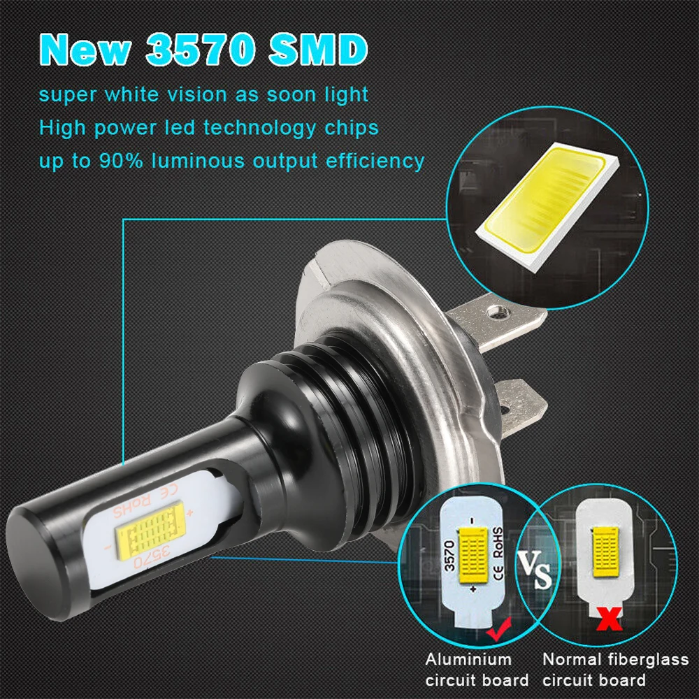 2Pcs H4 H7 H11 H8 H9 9006 HB4 H1 9005 HB3 Mini LED Car Headlight Bulbs Lamp CSP Chip 12000LM Auto Fog Lights 6000K 8000K 4300K